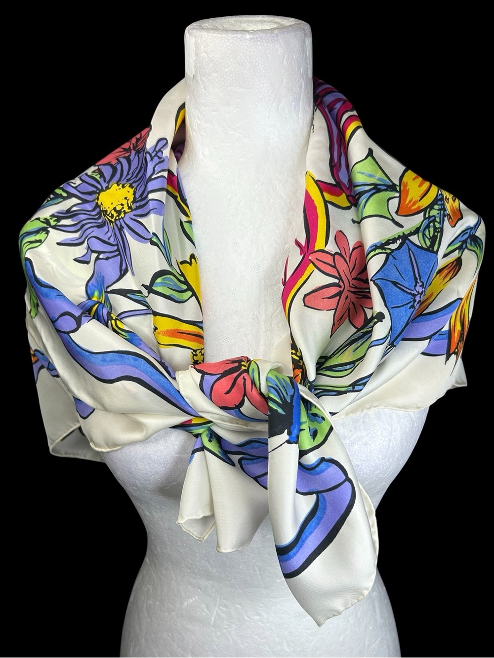 Vintage Silk Floral Scarf Butterflies Tulips
90's Garden Flowers Rare - Picture 2 of 10